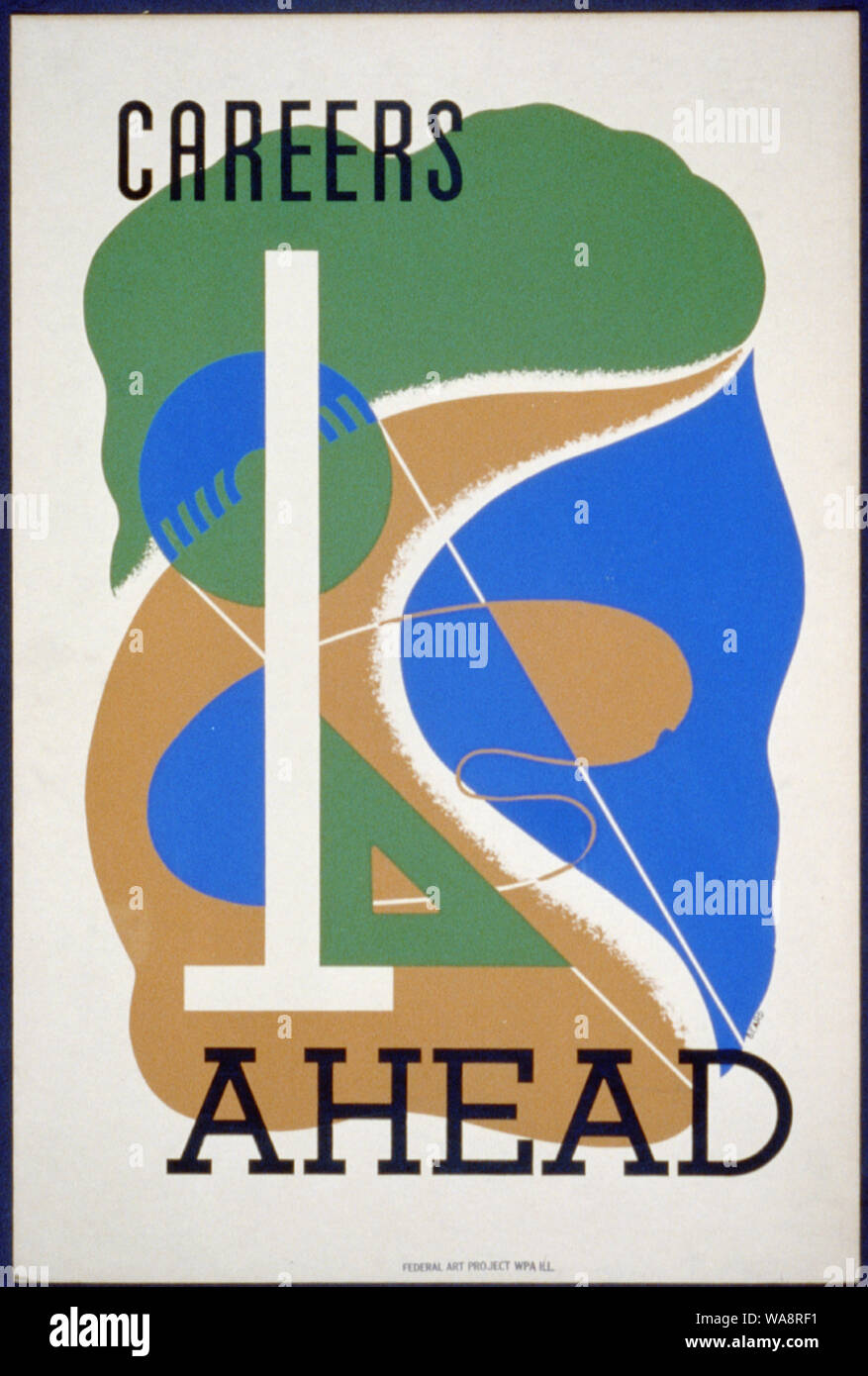 Carrières à venir Résumé : L'Affiche la promotion des possibilités de carrière dans l'élaboration et de conception, de rédaction et d'outils montrant abstract design. Banque D'Images