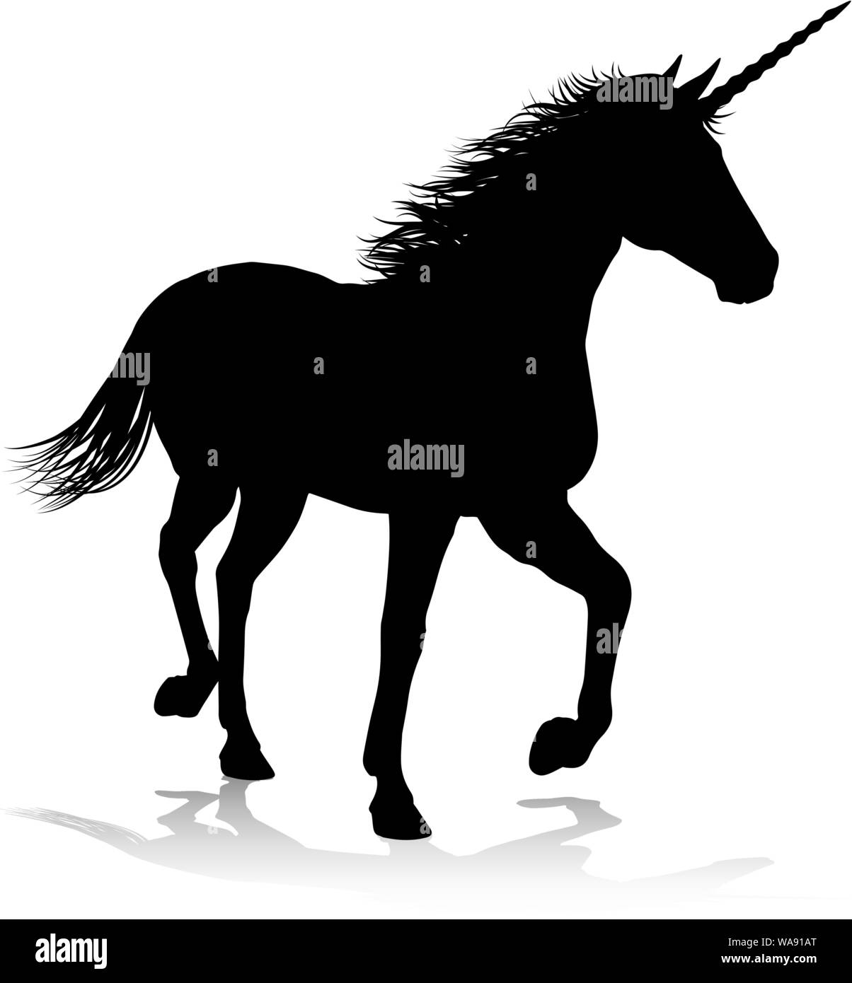 Silhouette Cheval à cornes de licorne Illustration de Vecteur