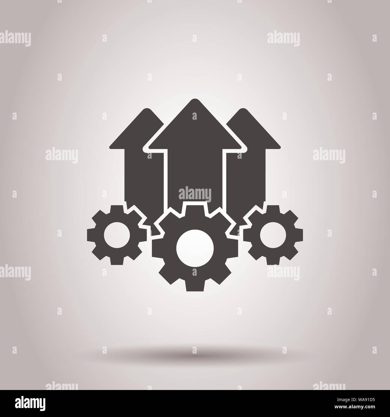 Dans l'icône du projet Opération style plat. Le processus d'engrenage vector illustration sur fond isolé. Produire de la technologie business concept. Illustration de Vecteur
