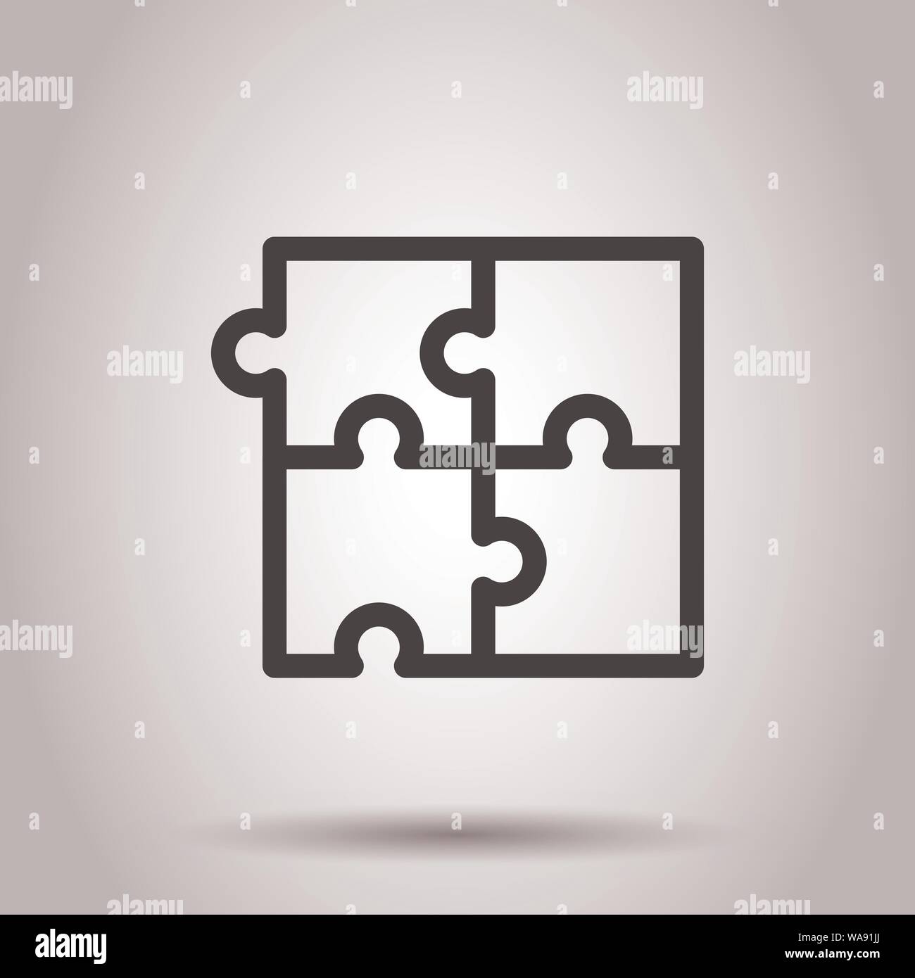 Dans l'icône compatible Puzzle style plat. Accord Jigsaw vector illustration sur fond isolé. Solution de coopération concept d'entreprise. Illustration de Vecteur