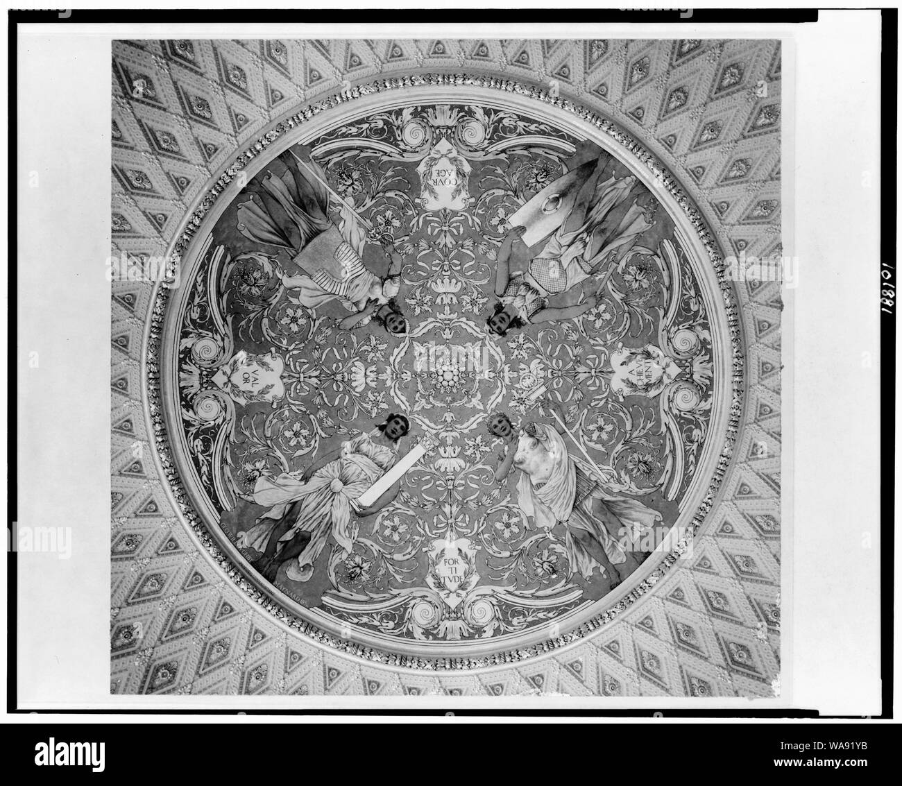 Murale plafonnier disque par George Willoughby Maynard, dans le sud-ouest de Pavillion, Jefferson Building, Bibliothèque du Congrès Banque D'Images
