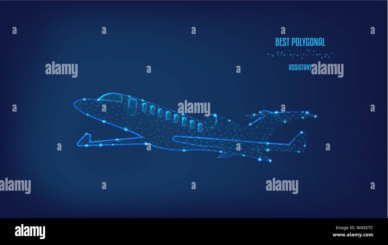 Depuis des avions, des triangles et des points. Concept de voyage, ou le tourisme. Fond de ciel bleu foncé magnifique. Low poly. Illustration de Vecteur