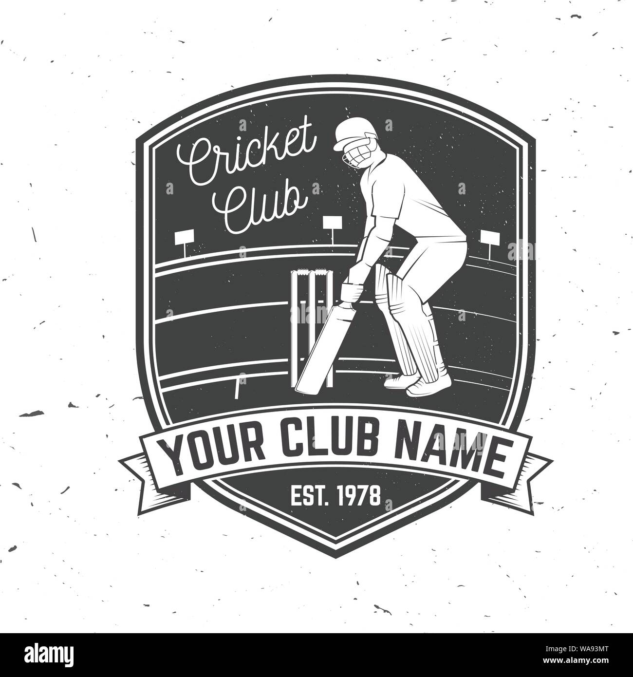 Club de Cricket d'un insigne. Vector illustration. Concept pour chemise, imprimer, stamp ou tee. Typographie vintage design avec batteur de cricket d'ossature. Les modèles pour club de sport. Illustration de Vecteur