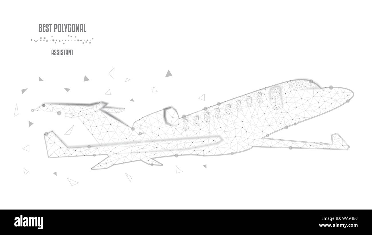 Depuis des avions de triangles et de points. Concept de voyage, ou le tourisme. Fond noir et blanc. Low poly. Illustration de Vecteur