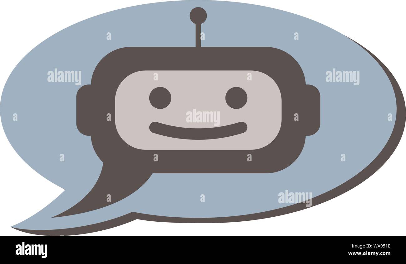 Appuyer bot ou robot dans l'icône de chat speech bubble vector illustration Illustration de Vecteur