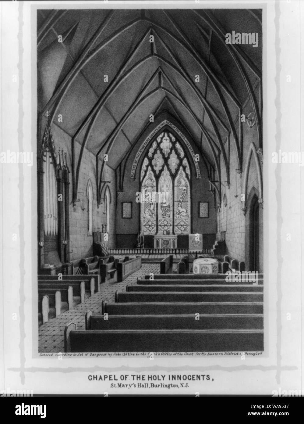 Chapelle des Saints Innocents, Saint Mary's Hall, Burlington, N.J. Résumé : Imprimer montre l'intérieur de la chapelle des Saints Innocents, Saint Mary's Hall, Burlington, New Jersey. Banque D'Images