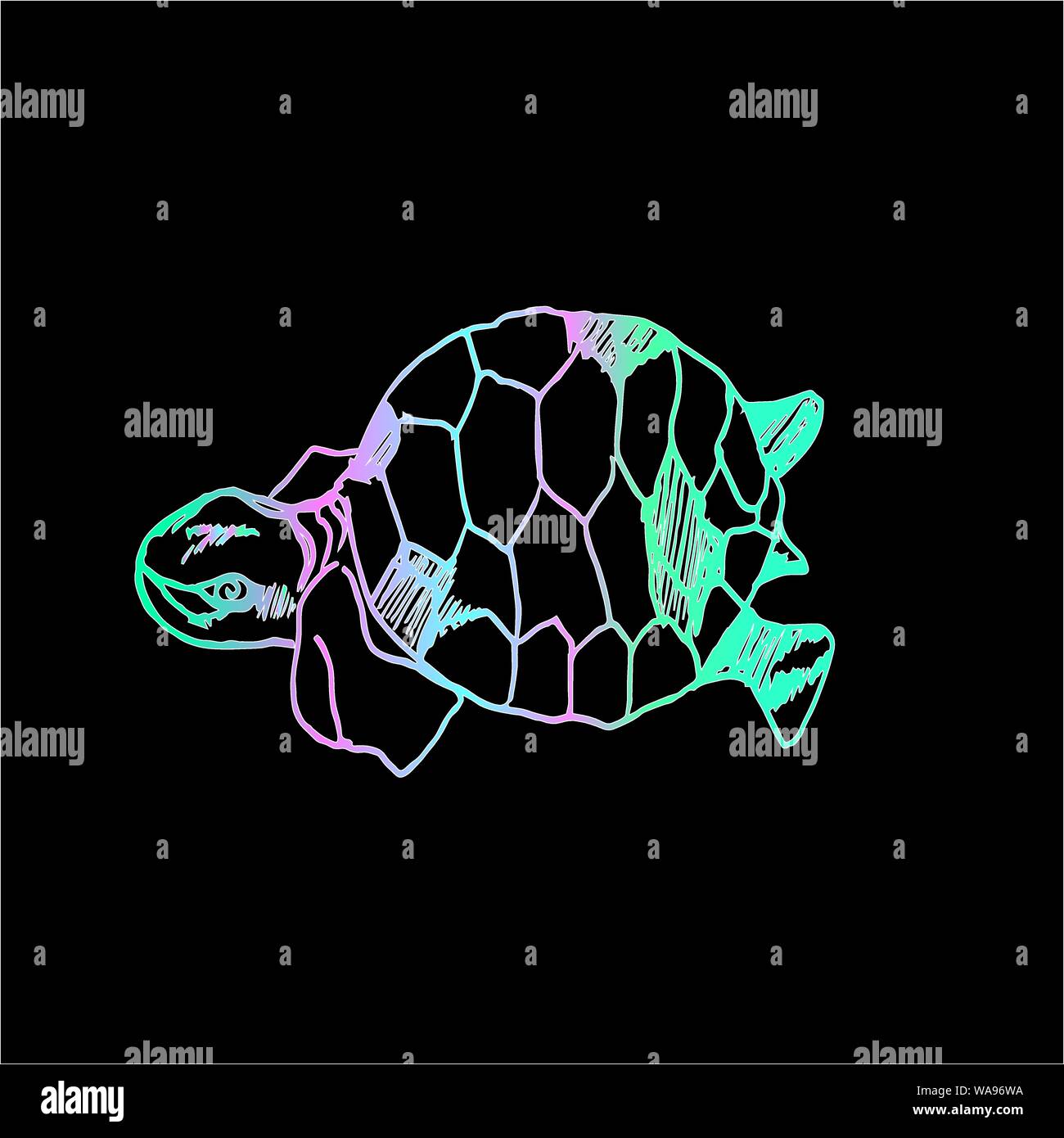 Illustration d'un néon tortue psychédélique. Illustration de Vecteur
