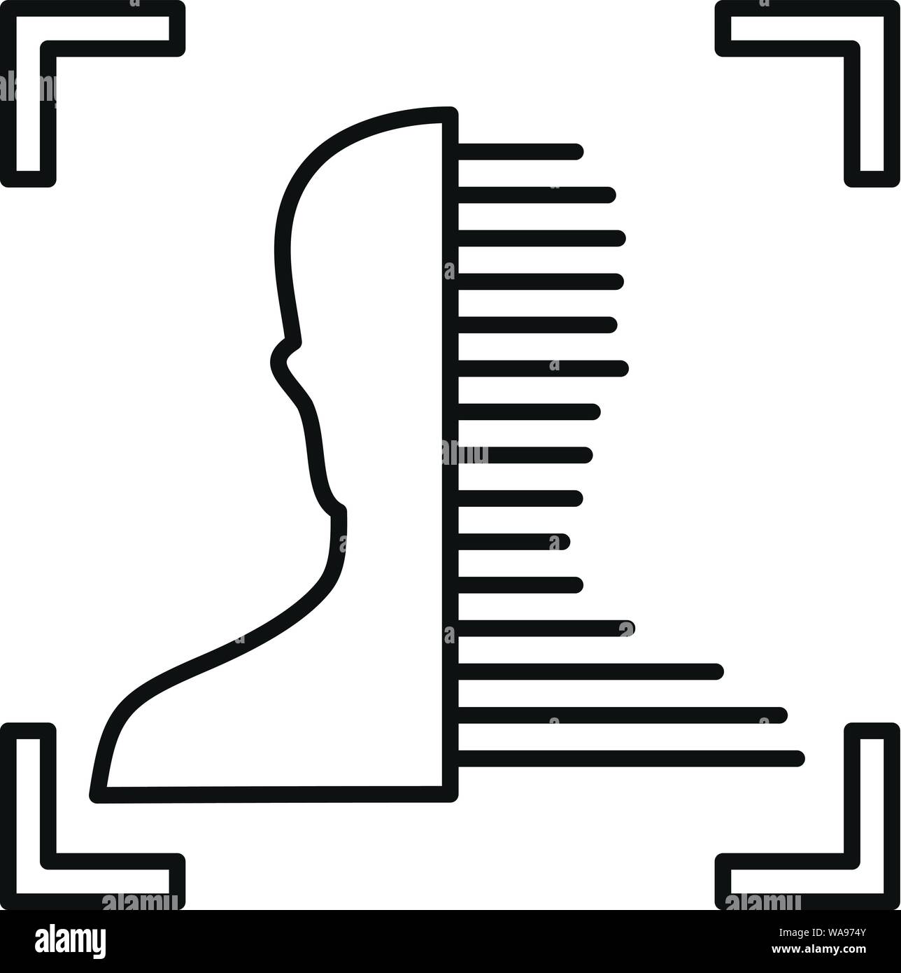 La moitié de l'icône d'analyse de visage. Contours de la moitié font ...