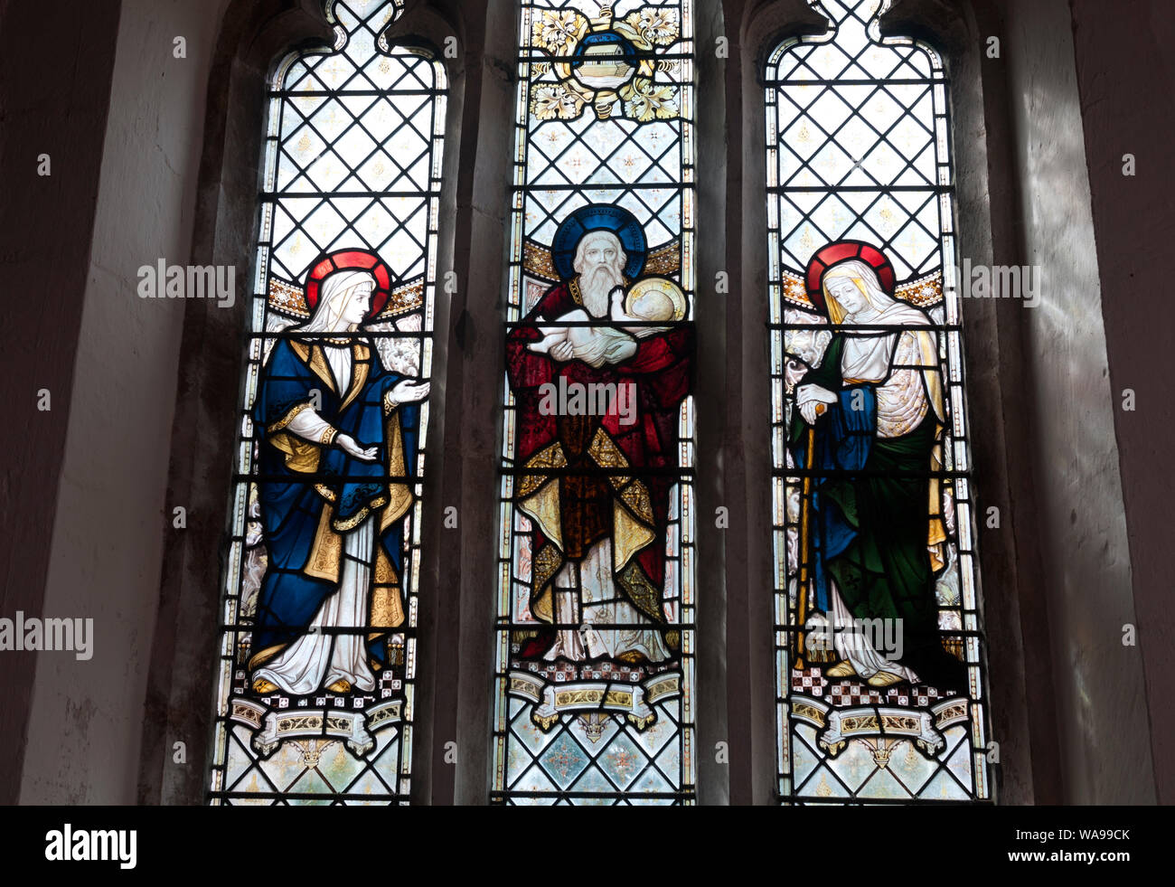La présentation des vitraux par J. Powell et Fils, Eglise St Peter, Empingham, Rutland, England, UK Banque D'Images