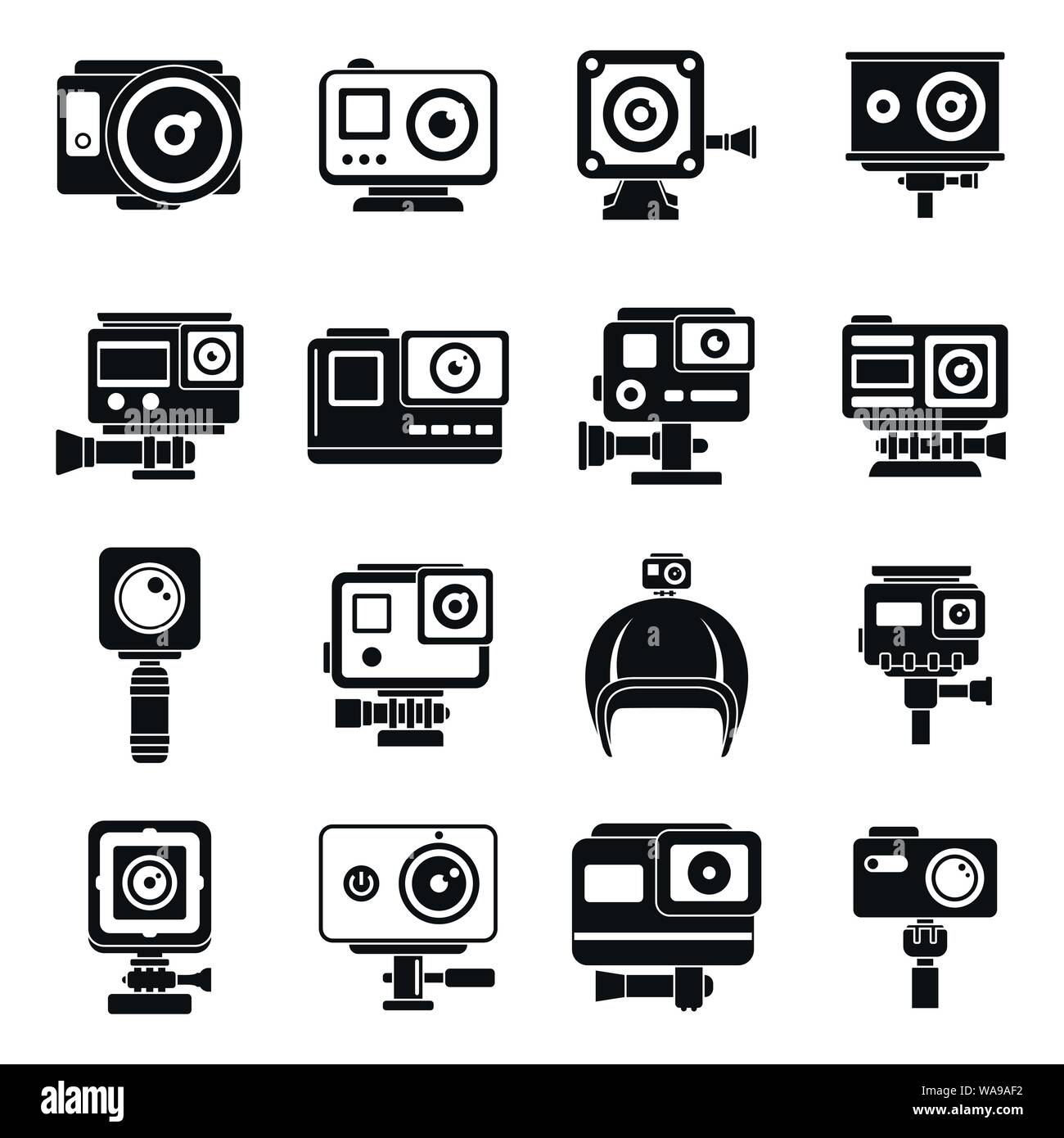 Caméra d'action moderne icons set. Simple jeu d'action modernes icônes vectorielles de l'appareil photo pour le web design sur fond blanc Illustration de Vecteur