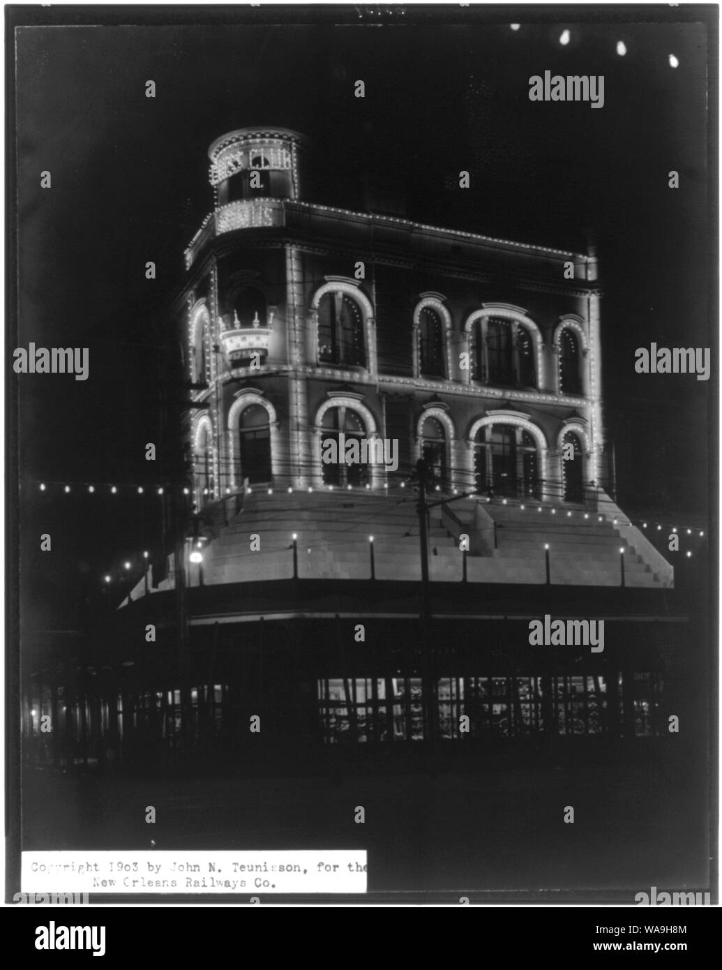 Chess Club allumé. Canal Street, New Orleans, La. Banque D'Images