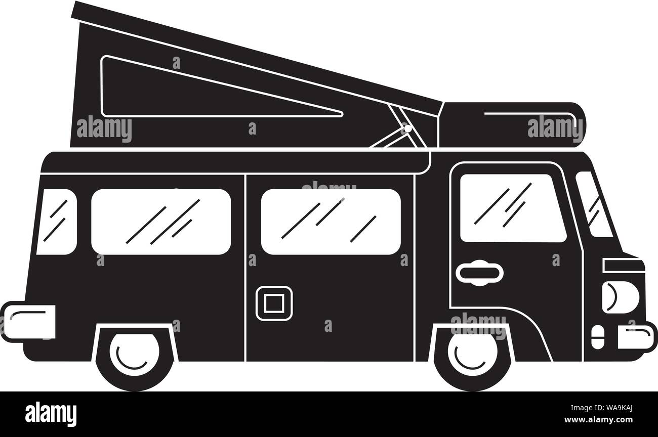 Van camping icône, style simple. Illustration de Vecteur