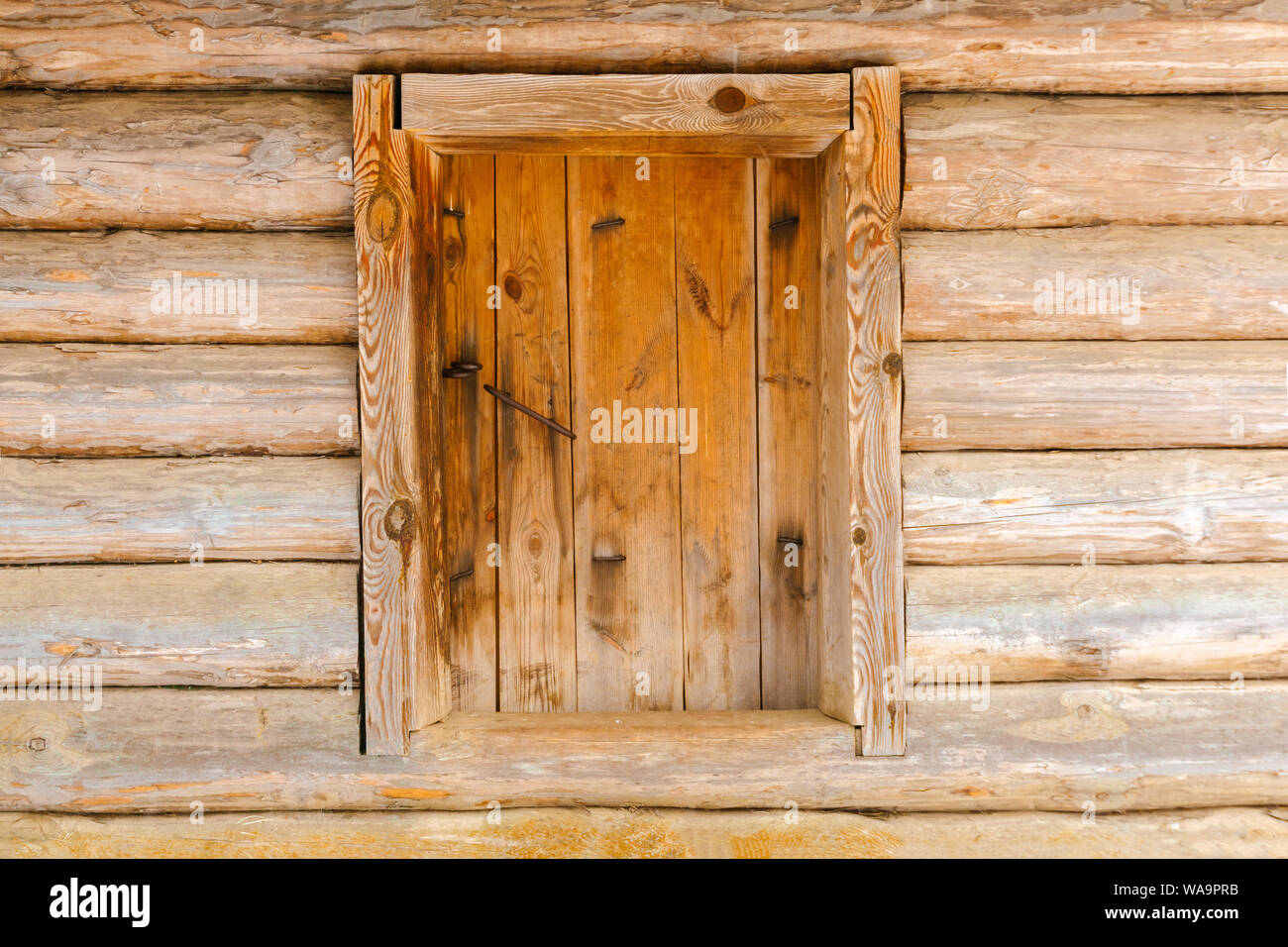Contexte - porte en bois fermée dans le journal de wall Banque D'Images
