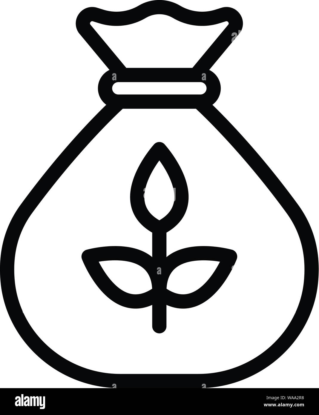 Sac de semences végétales, icône de style contour Illustration de Vecteur