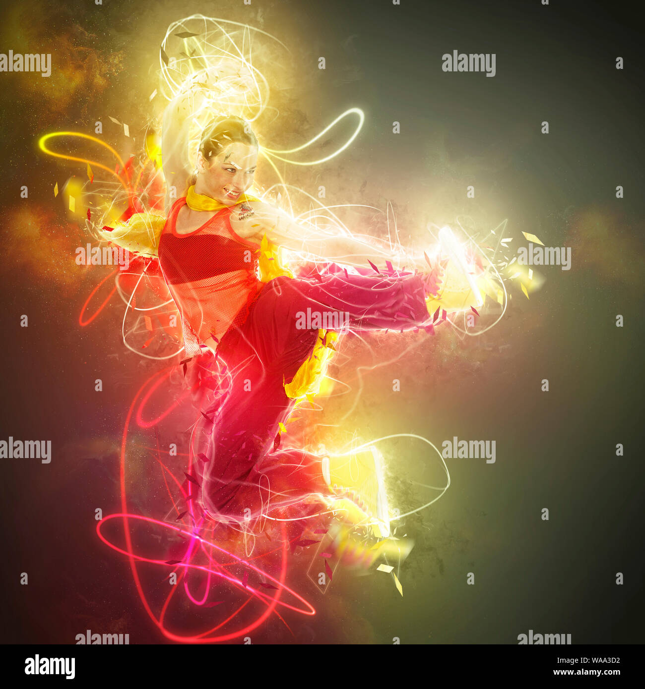 Amélioration de l'image numérique d'un danseur hip hop féminin Banque D'Images