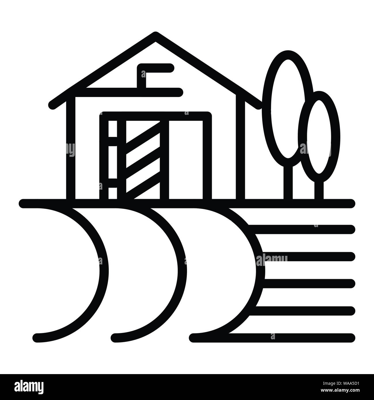 Grange de ferme, l'icône de style contour Illustration de Vecteur