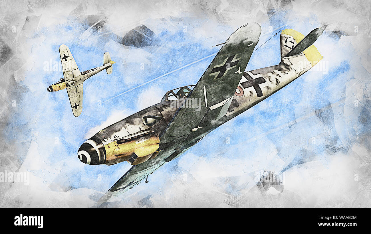 Le Messerschmitt Bf 109 est un avion de chasse de la Seconde Guerre mondiale qui était, avec le Focke-Wulf Fw 190, l'épine dorsale de la Luftwaffe Banque D'Images