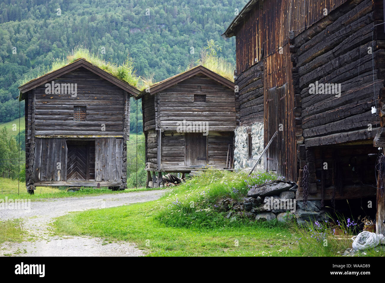 Dans les anciennes granges en Norvège Banque D'Images