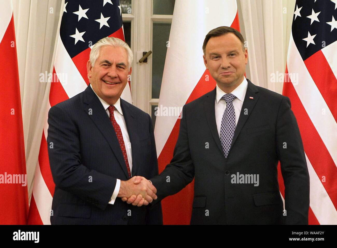 26 janvier 2018, Varsovie, Pologne. Le président de Pologne Andrzej Duda a rencontré l'ancien secrétaire d'Etat américain Rex Tillerson Banque D'Images