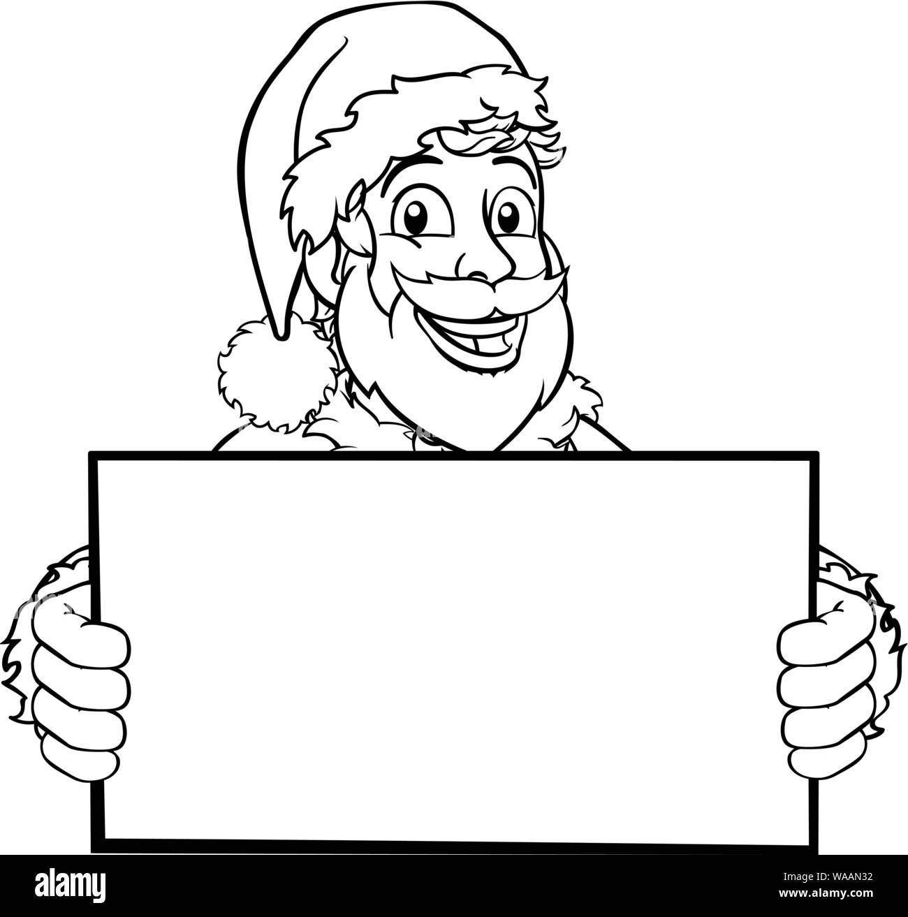 Les jeunes Santa Claus Holding Sign Cartoon de Noël Illustration de Vecteur
