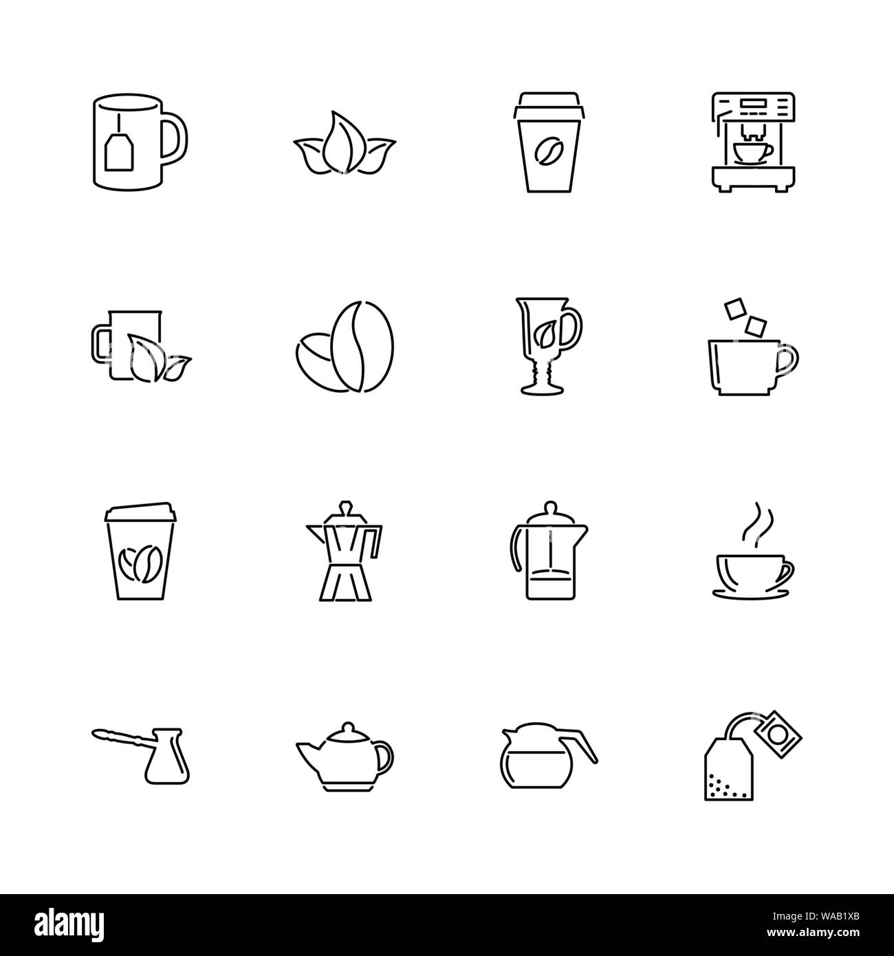 Thé et café Boissons contours icons set - symbole noir sur fond blanc. Thé et café Boissons Illustration Simple Symbole - bordée de simplicité signe. Illustration de Vecteur Thé et café Boissons contours icons set - symbole noir sur fond blanc. Thé et café Boissons Illustration Simple Symbole - bordée de simplicité signe. Illustration de Vecteur