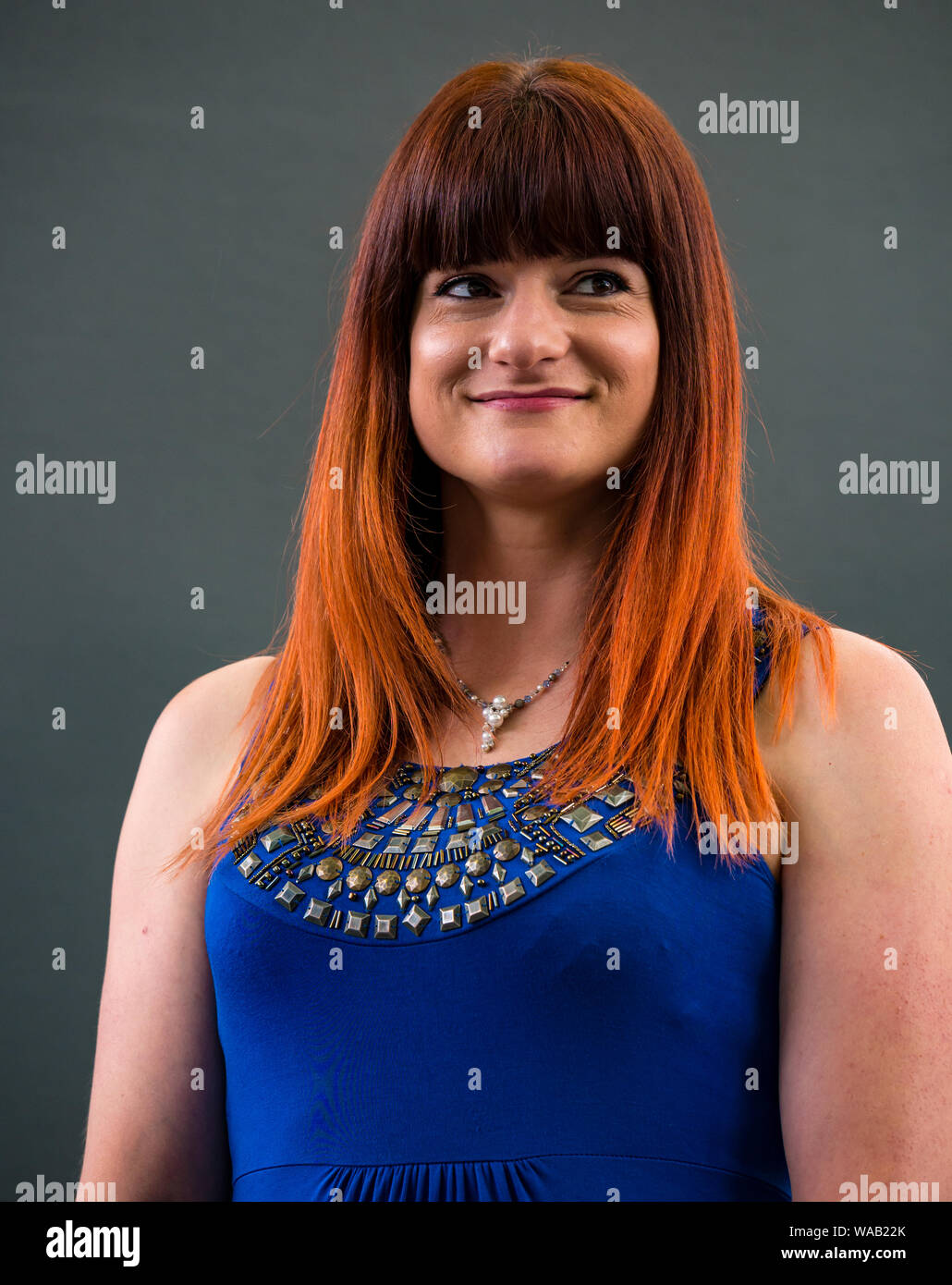 Édimbourg, Écosse, Royaume-Uni, 19 août 2019. Edinburgh International Book Festival. Photo : Caroline Lea, un auteur anglais parle de son deuxième roman publié cette année a appelé la femme de verre sur un village islandais du 17e siècle a plongé dans la paranoïa à l'arrivée d'un couple nouvellement marié Banque D'Images