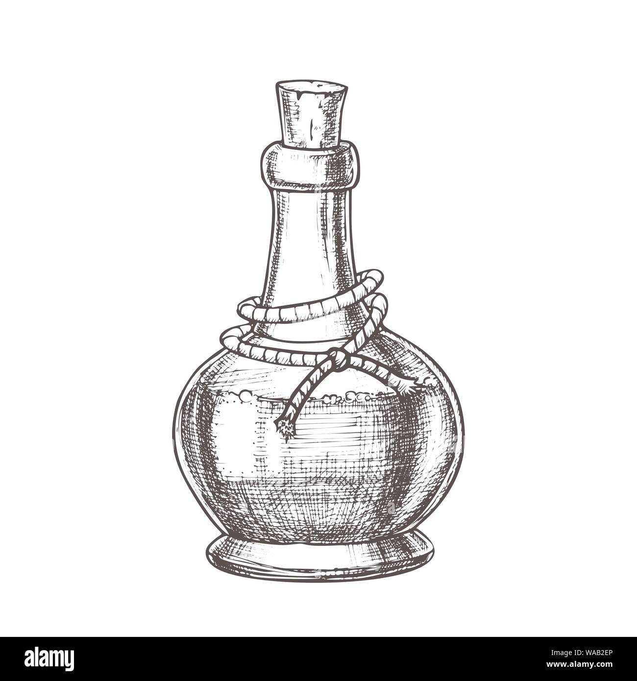 Poison bouteille avec bouchon en liège vecteur Monochrome Illustration de Vecteur