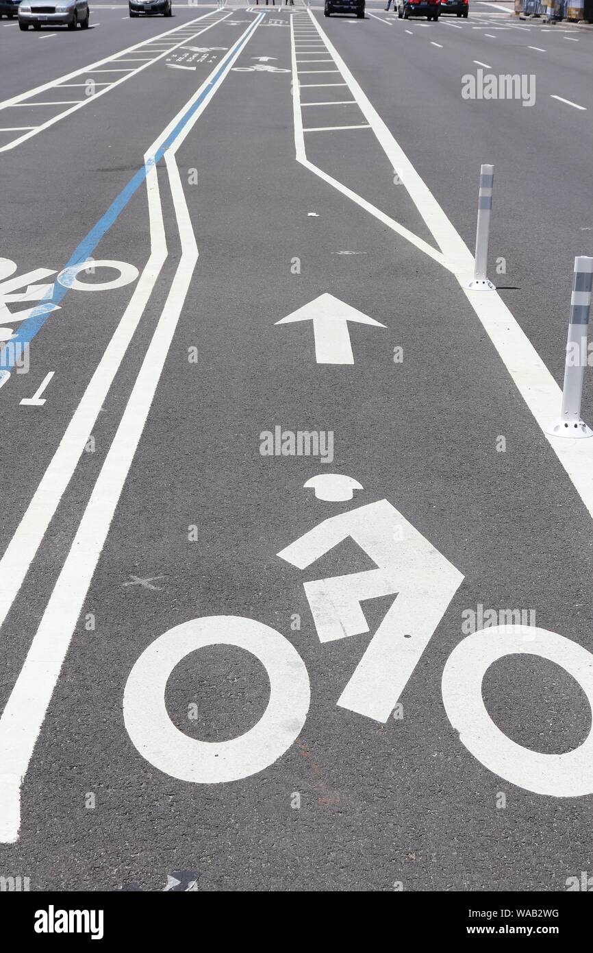 Chemin de randonnée à vélo dans la ville de Washington, D.C., aux États-Unis. Bike Lane. Banque D'Images