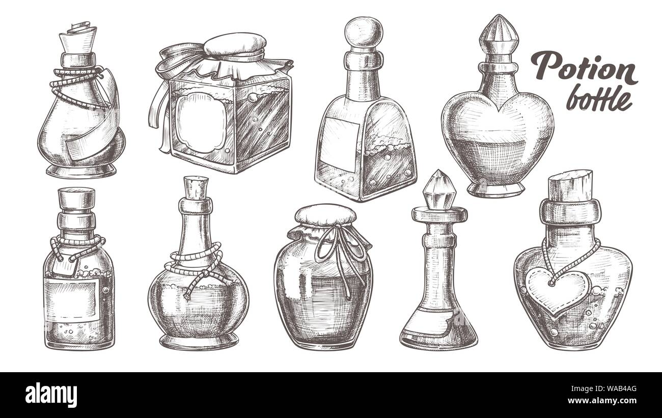 Collection de bouteilles de potion différents vecteur Illustration de Vecteur