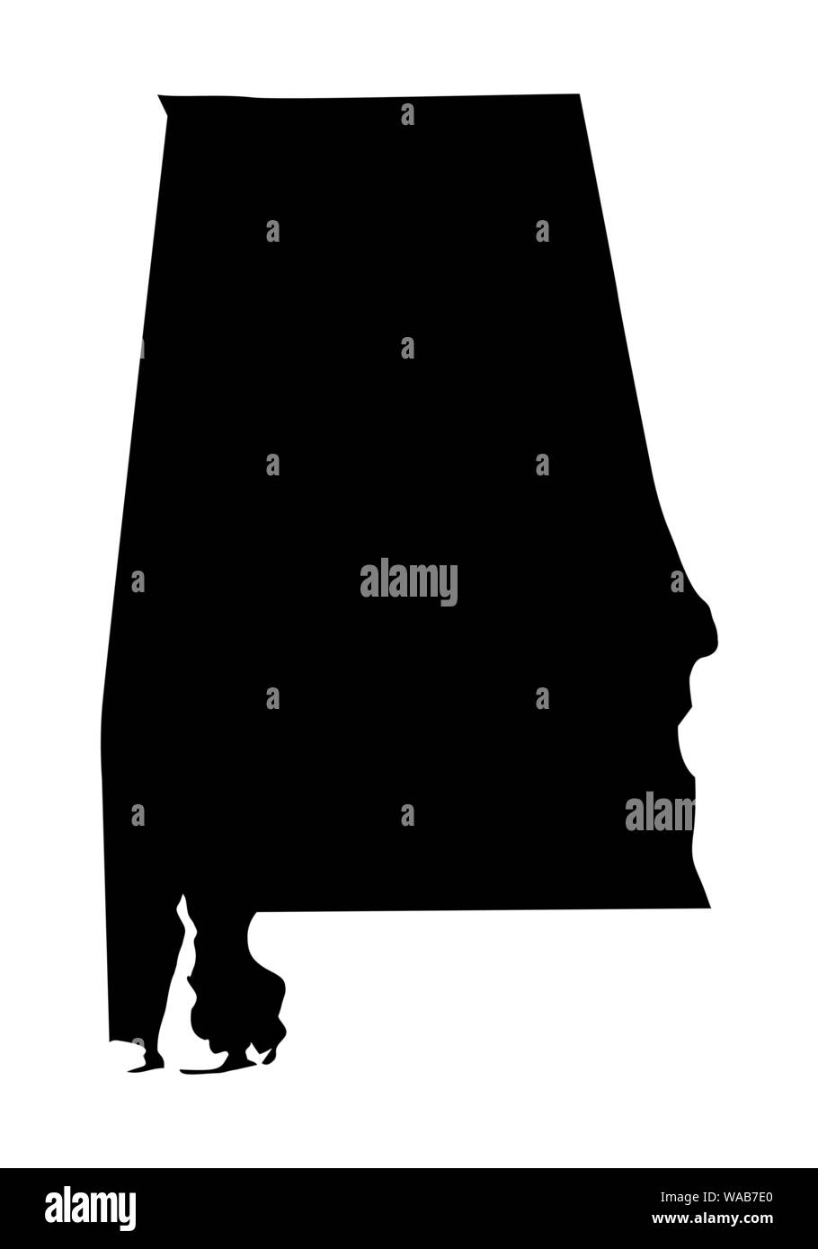 Alabama silhouette sombre site isolé sur fond blanc Illustration de Vecteur