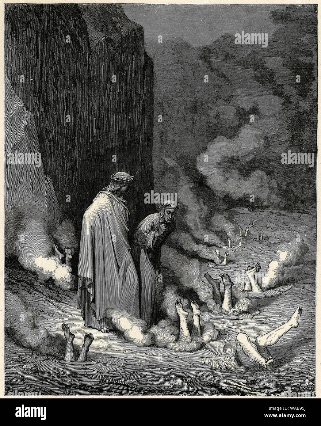 Gustave Doré, la punition de l'Simonists, gravure, 1880 Banque D'Images