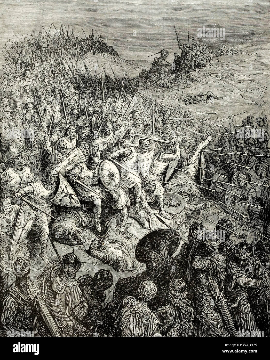 Les croisades, la bataille d'Arsuf, 1191, gravure de Gustav doré, avant 1883 Banque D'Images