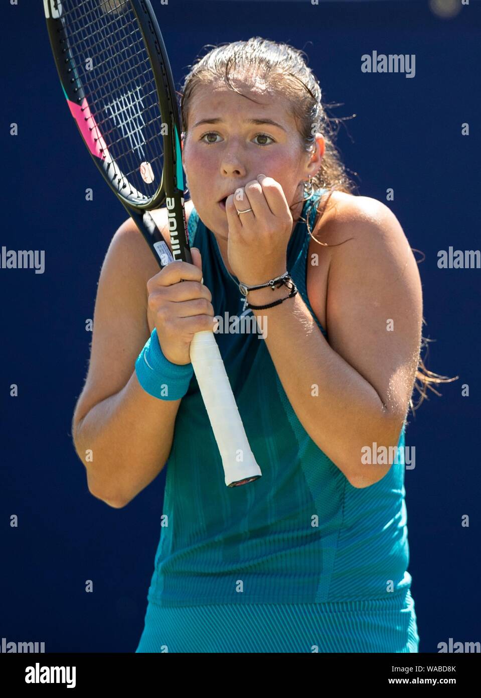 Daria Kasatkina de Russie montrant sa frustration au cours de match contre Anastasija Sevastova de Lettonie. Nature Valley International 2018 - Mercredi, 2 Banque D'Images