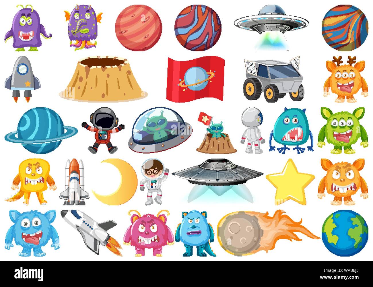 Ensemble d'objets isolés - thème astronomie illustration Illustration de Vecteur