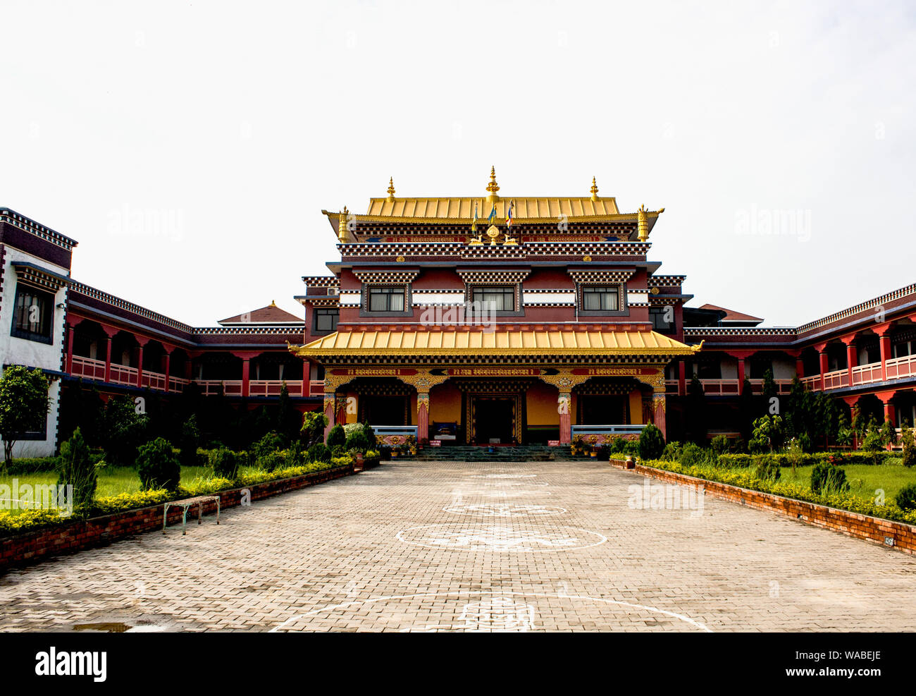 Monastère canadien, Lumbini,Népal ; le lieu de naissance du Seigneur Gautam Bouddha. Banque D'Images
