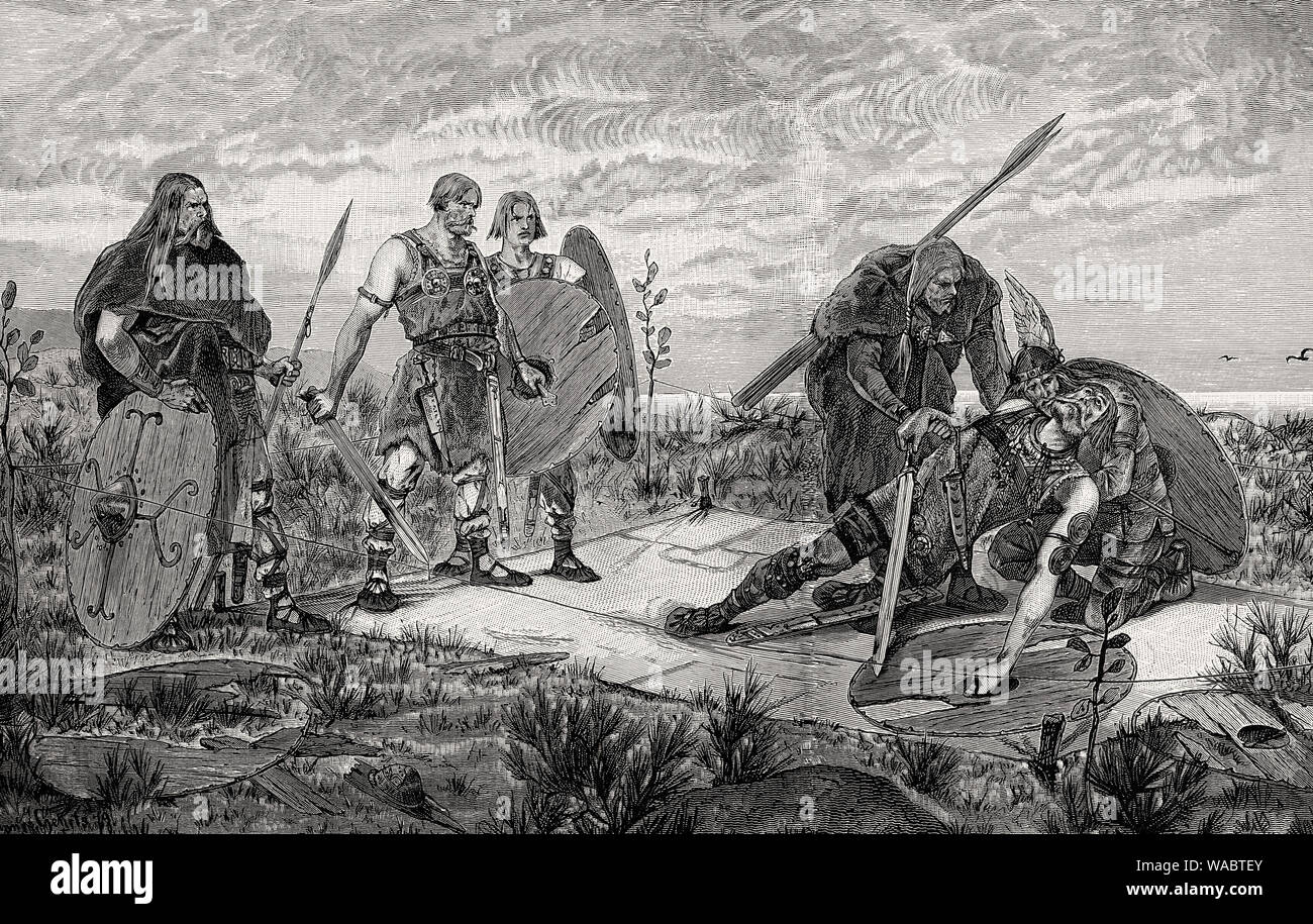 Holmgang duel, début du Moyen-âge Banque D'Images