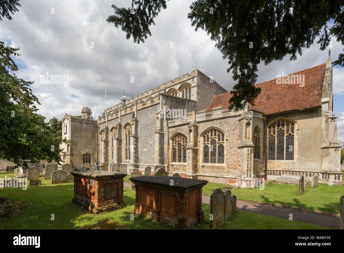 Eglise St Mary the Virgin,dans le village de East Bergholt et le lieu de naissance du peintre John Constable, Suffolk, Angleterre, RU Banque D'Images