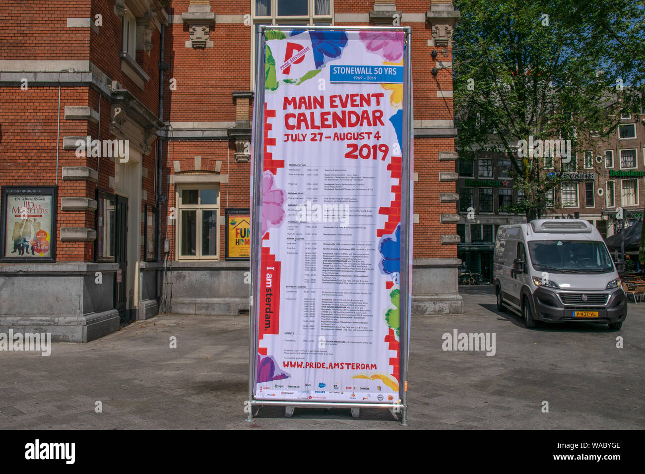 Gay Pride de panneaux Programme à Amsterdam The Netherlands 2019 Banque D'Images