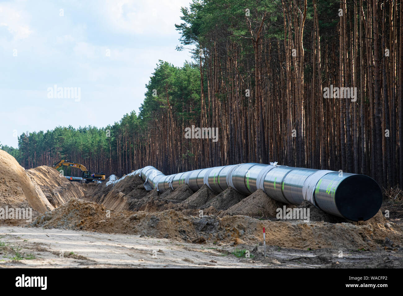 Site de construction d'EUGAL Germqany-gazoduc entre la République tchèque et près de Lucka, Saxe. Banque D'Images