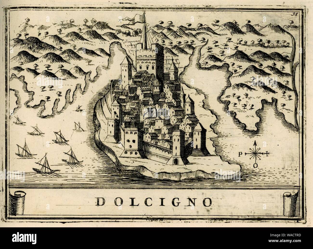 Dolcigno - Vincenzo Coronelli - 1688. Banque D'Images