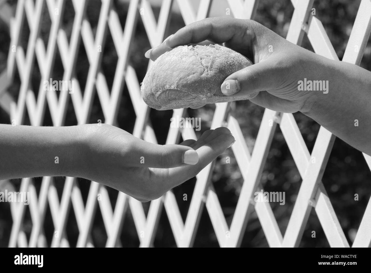 Main sur les bars. L'échange de choses trought bars. Les problèmes sociaux. Prision question. Banque D'Images