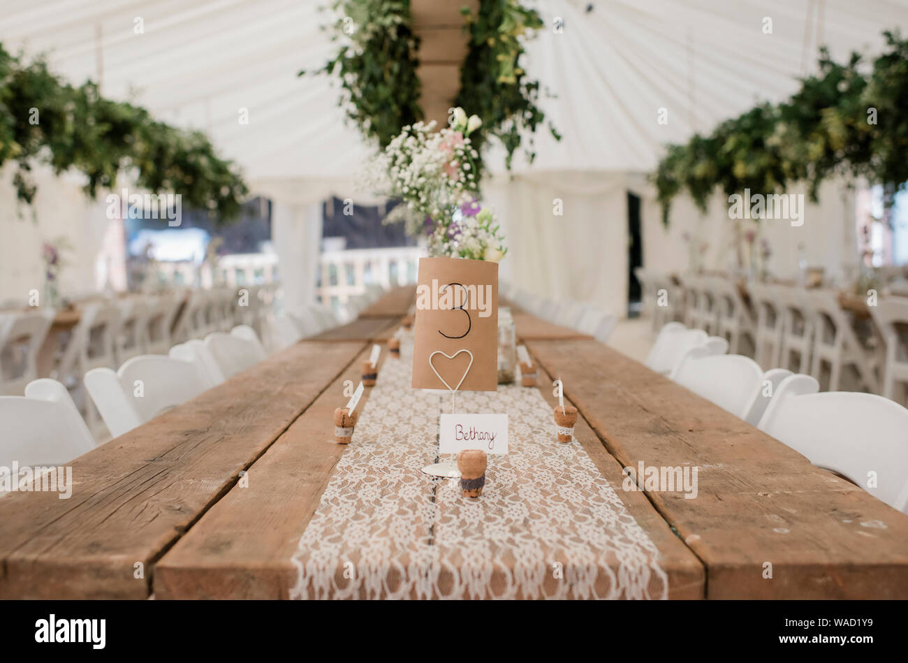 Numéro de place pour décoration de table de mariage Banque D'Images