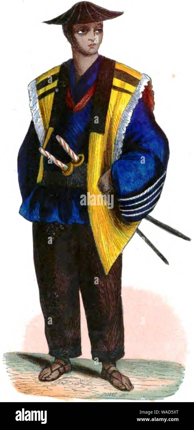 Doms. Soldat Japonais.B. Auguste Wahlen. Mœurs, usages et costumes de tous les peuples du monde. 1843. Banque D'Images