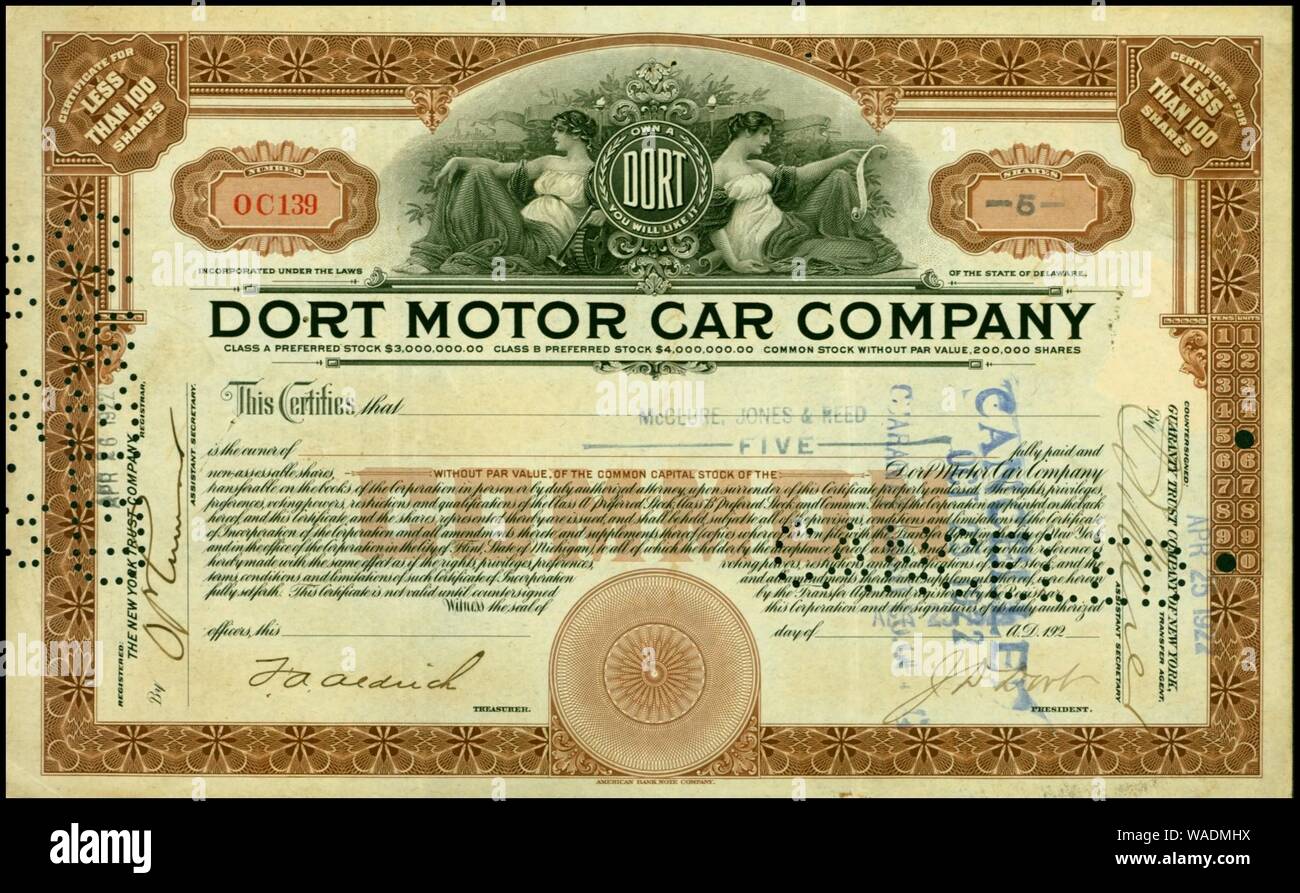 Dort Motor Car Corp 1922. Banque D'Images