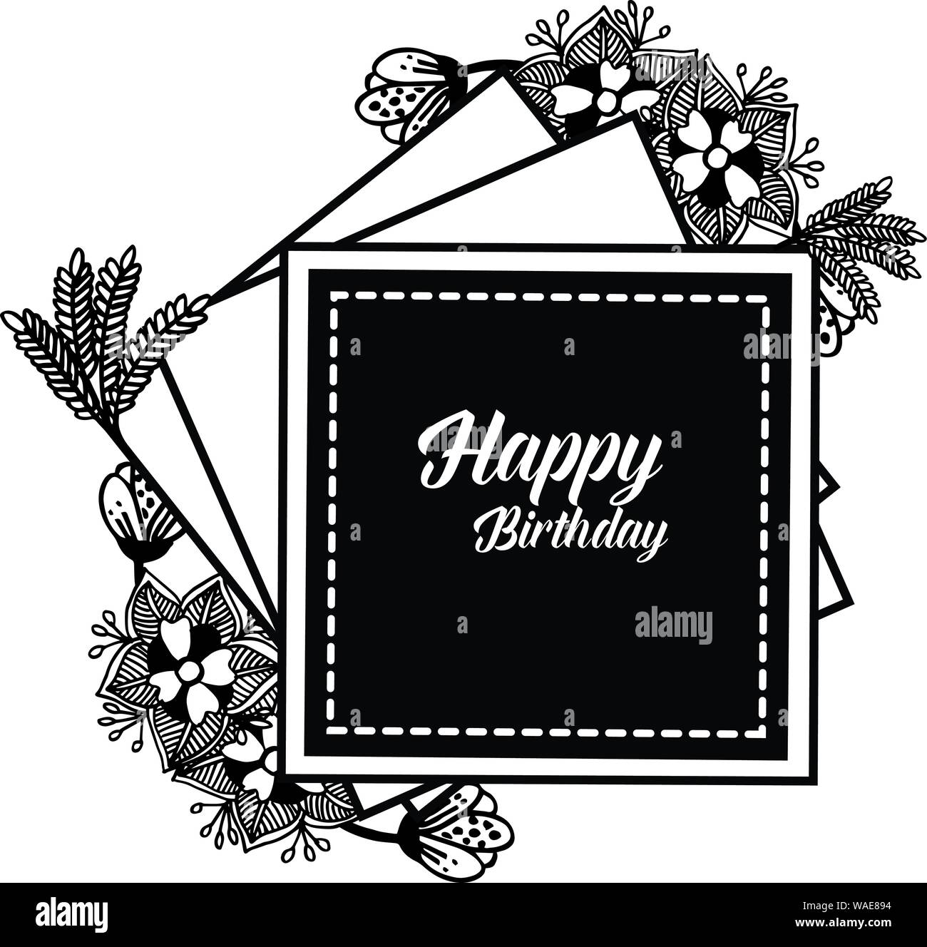 Invitation Elegante Carte De Joyeux Anniversaire Avec Motif Fleur Cadre Art Deco Texture Vintage Vector Illustration Image Vectorielle Stock Alamy