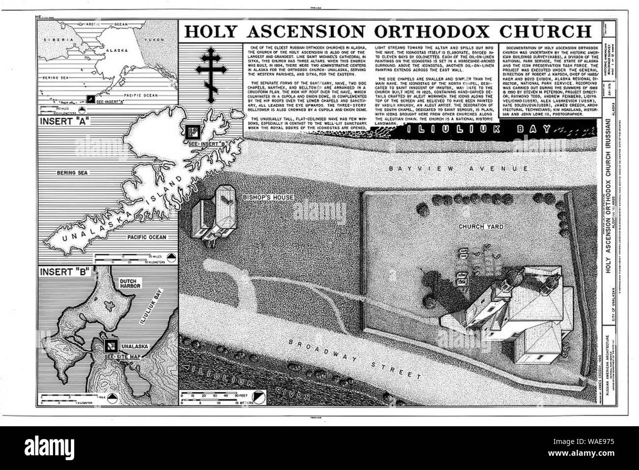 L'établissement Sainte Ascension, l'Eglise orthodoxe russe, l'île Unalaska Unalaska. Banque D'Images