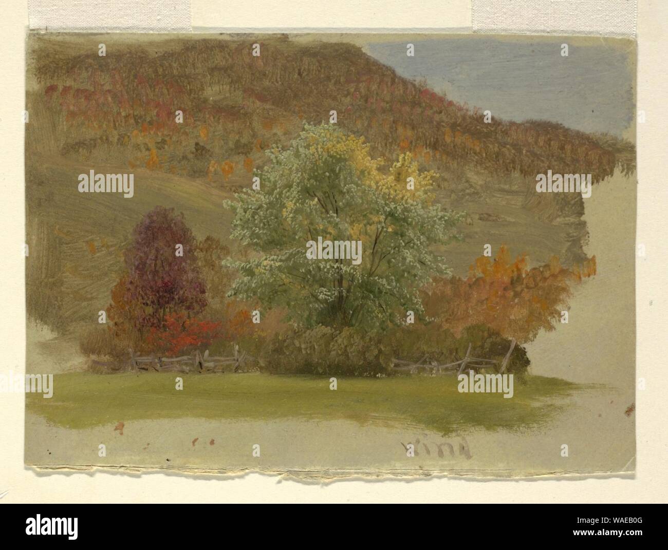 Dessin, paysage d'automne, ca. 1865 Banque D'Images