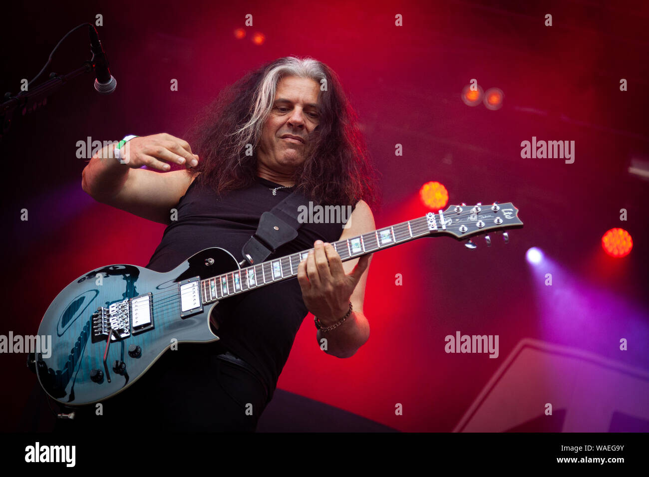 Trondheim, Norvège. August 17th, 2019. Le groupe de thrash metal américain Testament effectue un concert live au cours de la fête de la musique 2019 Pstereo norvégien. Ici le chanteur Chuck Billy est vu sur scène. (Photo crédit : Gonzales Photo - Tor Atle Kleven). Banque D'Images