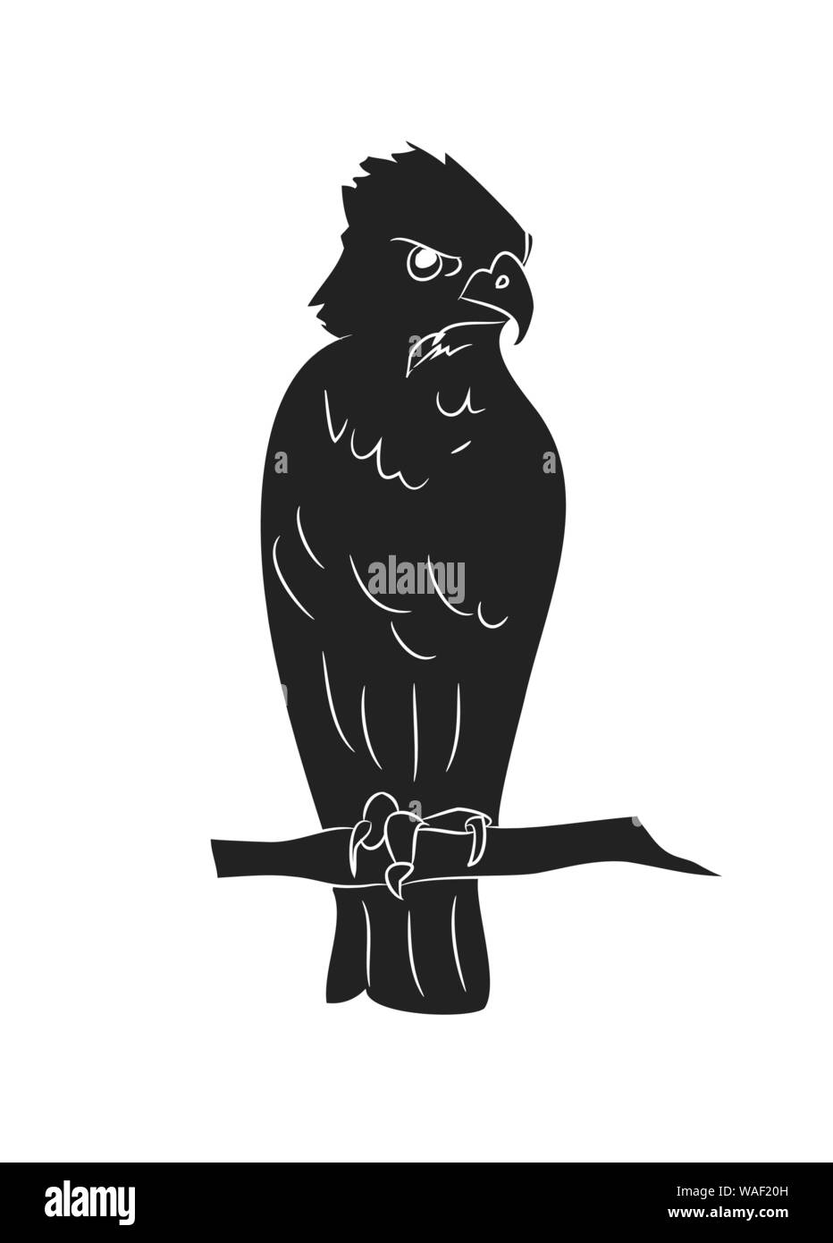 Siège de l'aigle silhouette de dessin, vecteur, fond blanc Illustration de Vecteur