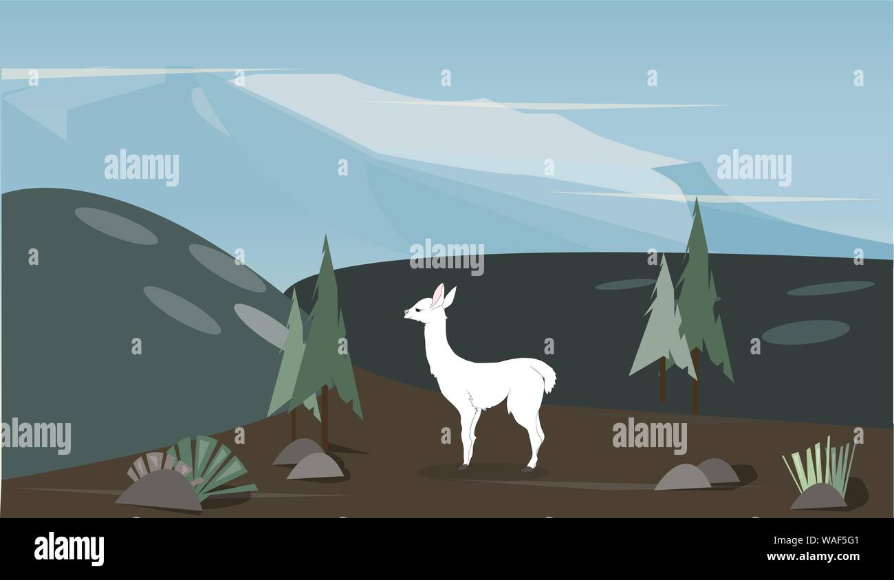 Vector illustration d'un lama qui se tient dans la nature, vector Illustration de Vecteur